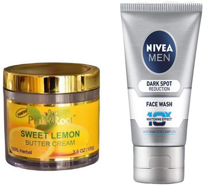 

Pink Root SWEET LEMON BUTTER CREAM 100G WITH NIVEA DARK SPOT FACEWASH(Set of 2)