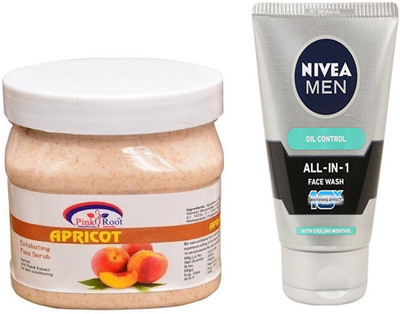 

Pink Root APRICOT SCRUB 500G WITH OIL CONTROL FACEWASH(Set of 2)