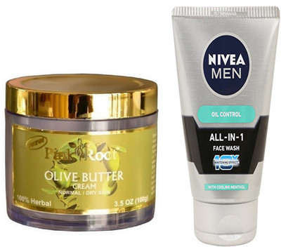 

Pink Root OLIVE BUTTER CREAM 100G WITH NIVEA OIL CONTROL FACEWASH(Set of 2)