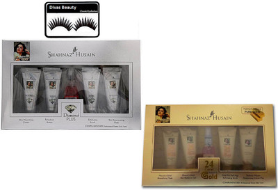 

Divas Beauty eyelashes with Shahnaz Husain Hussain 24 Carat Gold & diamond Facial Kit(Set of 3)