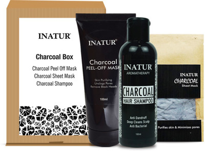 

Inatur Charcoal Value Pack (Peel Off Mask, Sheet Mask, Charcoal Shampoo)(Set of 1)