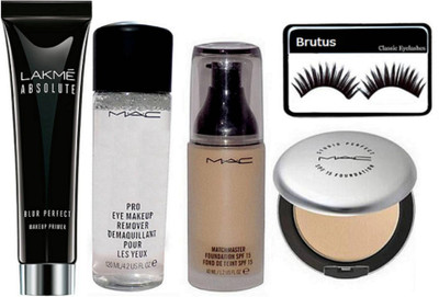 

BRUTUS Eyelashes, Mac Compact, Pro Eye Makeup Remover, Matchmaster Foundation, Absolute Blur Perfect Makeup Primer(Set of 5)
