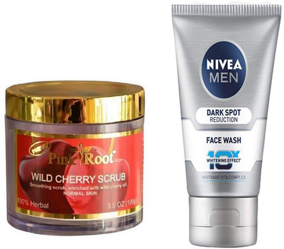 

Pink Root WILDCHERRY SCRUB 100G WITH NIVEA DARK SPOT FACEWASH(Set of 2)