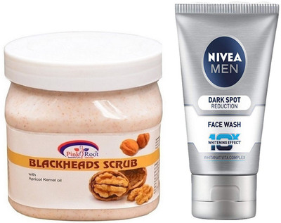 

Pink Root BLACKHEAD SCRUB 500G WITH NIVEA DARK SPOT FACEWASH(Set of 2)