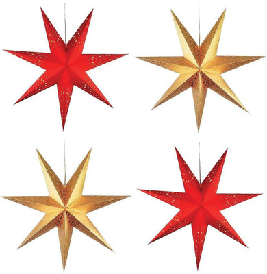 

PARTY PROPZ Multicolor CHRISTMAS HANGING STARS/ CHRISTMAS DECORATIONS SET OF 4 - 4 ml