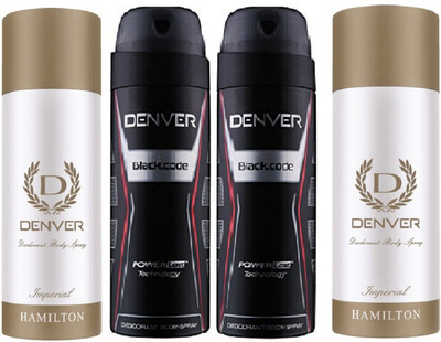 

Denver Imperial & Black Code Combo Set Of 4 Deodorant Spray - For Men(630 ml, Pack of 4)