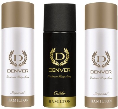 

Denver imperial & caliber combo set of 3 Deodorant Spray - For Men(495 ml, Pack of 3)