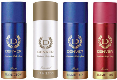 

Denver pride & imperial & honour combo set of 4 Deodorant Spray - For Men(660 ml, Pack of 4)