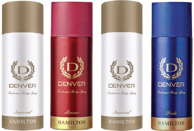 

Denver imperial & honour & pride combo set of 4 Deodorant Spray - For Men(660 ml, Pack of 4)