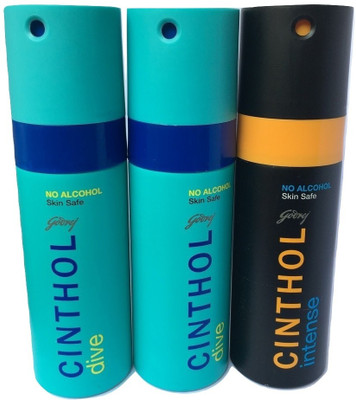 

Cinthol 2 DIVE AND 1 INTENSE Body Spray - For Men(450 ml, Pack of 3)