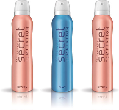 

Secret Temptation Desire 2pcs. & Play 1pc. Pack of 3 Deodorant Spray - For Women(450 ml, Pack of 3)