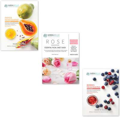 

MIRABELLE KOREA DULL SKIN FACE SHEET MASK COMBO PACK OF 3(25 ml)