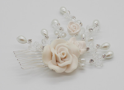 

odette CERAMIC & BEADS HAIR COMB CLIP Hair Clip(White)