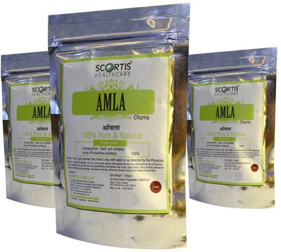 

Scortis Healthcare Amla Powder Set of 3 Indian Gooseberry 300gm Powder Hair skin healthy care Fruit Iron(300 g)