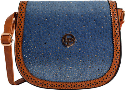 Lino Perros Women Tan, Blue Sling Bag at flipkart