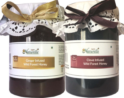 

Farm Naturelle 815 GMS x 2- Real Clove Infused Forest Honey (815 GMS) & Real Ginger Infused Forest Honey (815 GMS)-Immense Medicinal Value(1630 g, Pack of 2)
