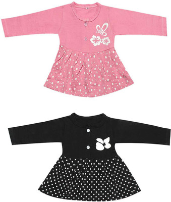 babeezworld Girls Midi/Knee Length Casual Dress(Multicolor, Full Sleeve)