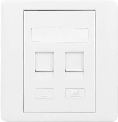 

CAPSLOCK Dual Port RJ45 86 Keystone JCAT 5E CAT6 With Shutter (2PCS) WHITE Lan Adapter(1000 Mbps)