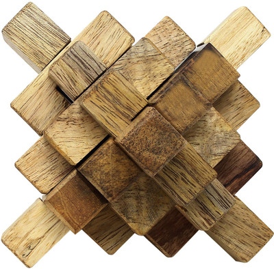 

SKAVIJ 3d Wooden Puzzle Brain Teasers Toy Intelligence Game Handmade Toy for Teen Adults and Kids(20 Pieces)