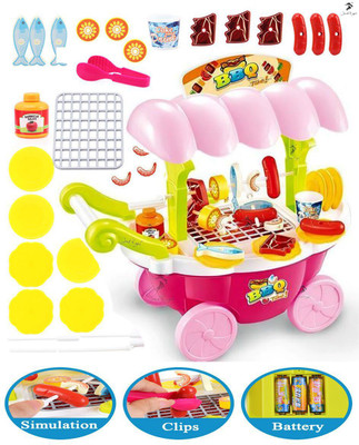 

Jack Royal BBQ Cart Play set- Role play set for kids to learn (pink)