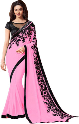 

Monika Silk Mill Solid Daily Wear Georgette Saree(Gold), Pink