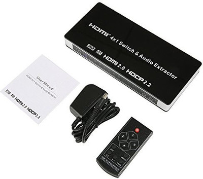 Tobo HDMI 2.0 4×1 Switch Switches Switcher 4K with Audio Extractor and HDCP 2.2 Support Full HD 4Kx2K 3D Media Streaming Device(Black, Silver)