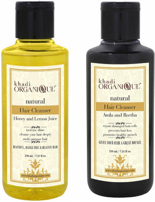

khadi organique honey and lemon juice amla reetha natural cleanser(shampoo) combo pack 420 ml(420 ml)