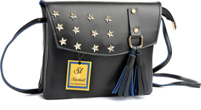 

startail Girls Casual Black Rexine Hand-held Bag