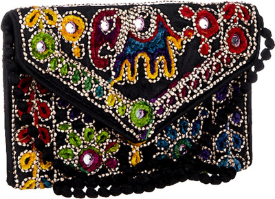 GiftingTree Women Casual Black Fabric Sling Bag