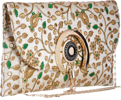

GiftingTree Women Evening/Party Beige Fabric Sling Bag