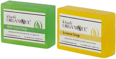 

KHADI ORGANIQUE HANDMADE ALOEVERA LEMON SOAP COMBO PACK PACK OF 2 250 GM(250 g, Pack of 2)