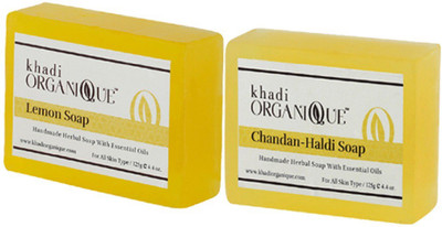 

KHADI ORGANIQUE HANDMADE CHANDAN HALDI LEMON SOAP COMBO PACK PACK OF 2 250 GM(250 g, Pack of 2)