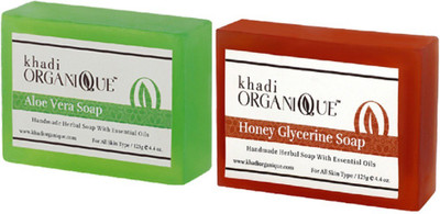 

KHADI ORGANIQUE HANDMADE ALOEVERA HONEY GLYCERINE SOAP COMBO PACK PACK OF 2 250 GM(250 g, Pack of 2)