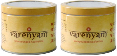 

Varenyam Compounded Asafoetida/Hing Powder 200g ( 100g x 2 Tins) | Premium Tin Pack(2 x 100 g)