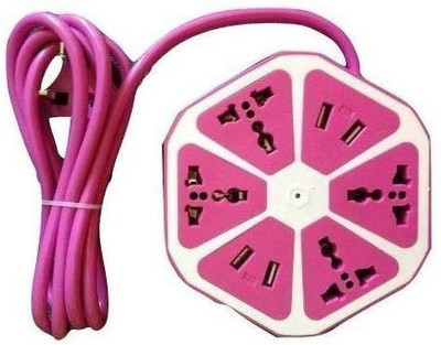 

CRETO 4-USB Hexagon Creative Surge Protector 4-Outlet Power Socket 4 Socket Surge Protector(Purple)