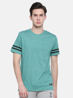 FORCE NXT Self Design Men Round or Crew Reversible Dark Green T-Shirt