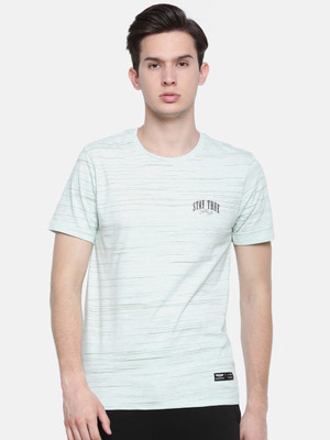 FORCE NXT Self Design Men Round or Crew Reversible Light Green T-Shirt