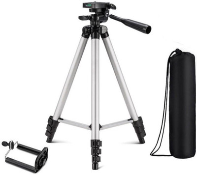 

casadomani Tripod-3110 Portable Adjustable Aluminum High Quality Lightweight Camera Stand With Three-Dimensional Head & Quick Release Plate For Video Cameras and mobile holder for mobile Tripod(Silver & Black, Supports Up to 1500)