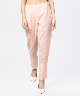 Jaipur Kurti Slim Fit Women Pink Trousers