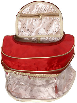 

RK Brands Designer 3 Partition Big Size Matti Portable Vanity Bag Multipurpose Vanity Box(Maroon)