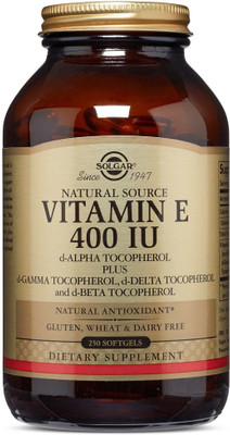 

Solgar Natural Vitamin E 400 IU d-Alpha Tocopherol & Mixed Tocopherols 250 Softgels(250 No)