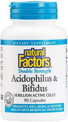 

Natural Factors Acidophilus & Bifidus Double Strength 10 Billion Active Cells 90 Capsules(90 No)