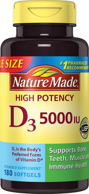 

Nature Made D3 High Potency - 5000 IU - 180 Softgels(180 No)