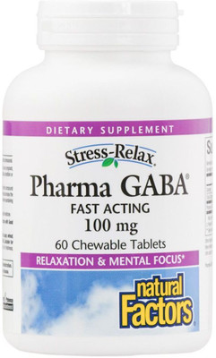 

Natural Factors Stress-Relax Pharma GABA' - 100 mg - 60 Chewable Tablets(60 No)