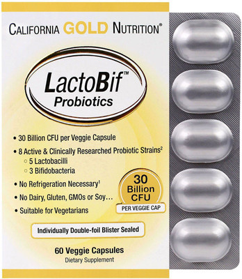 

California Gold Nutrition LactoBif Probiotics 30 Billion CFU 60 Veggie Caps(60 No)