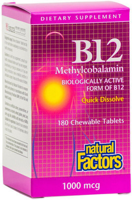 

Natural Factors B12 Methylcobalamin 1000 mcg 180 Chewable Tablets(180 No)