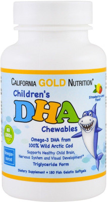 

California Gold Nutrition Children DHA Chewables 100% Wild Arctic Cod 180 Fish Gelatin Softgels(180 No)