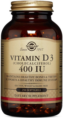 Solgar Vitamin D3 (Cholecalciferol) 400 IU 250 Softgels(250 No)