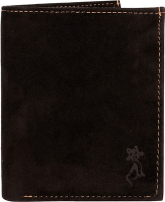 

de meow Men Black Genuine Leather Wallet(11 Card Slots)