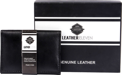 

Leather 11 Men Black Genuine Leather Card Holder(3 Card Slots)